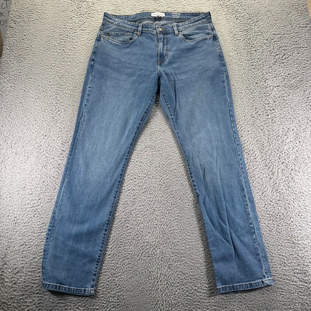 English Laundry Harrow Jeans Mens 34x32 Blue Cotton Denim Straight Stretch Faded